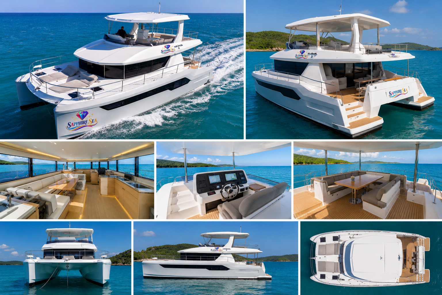 53 foot Leopard catamaran motor yacht on the water