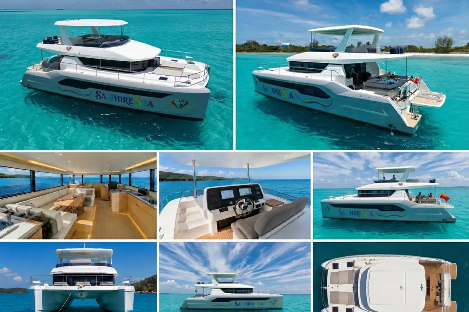 53 foot Leopard catamaran motor yacht on the water