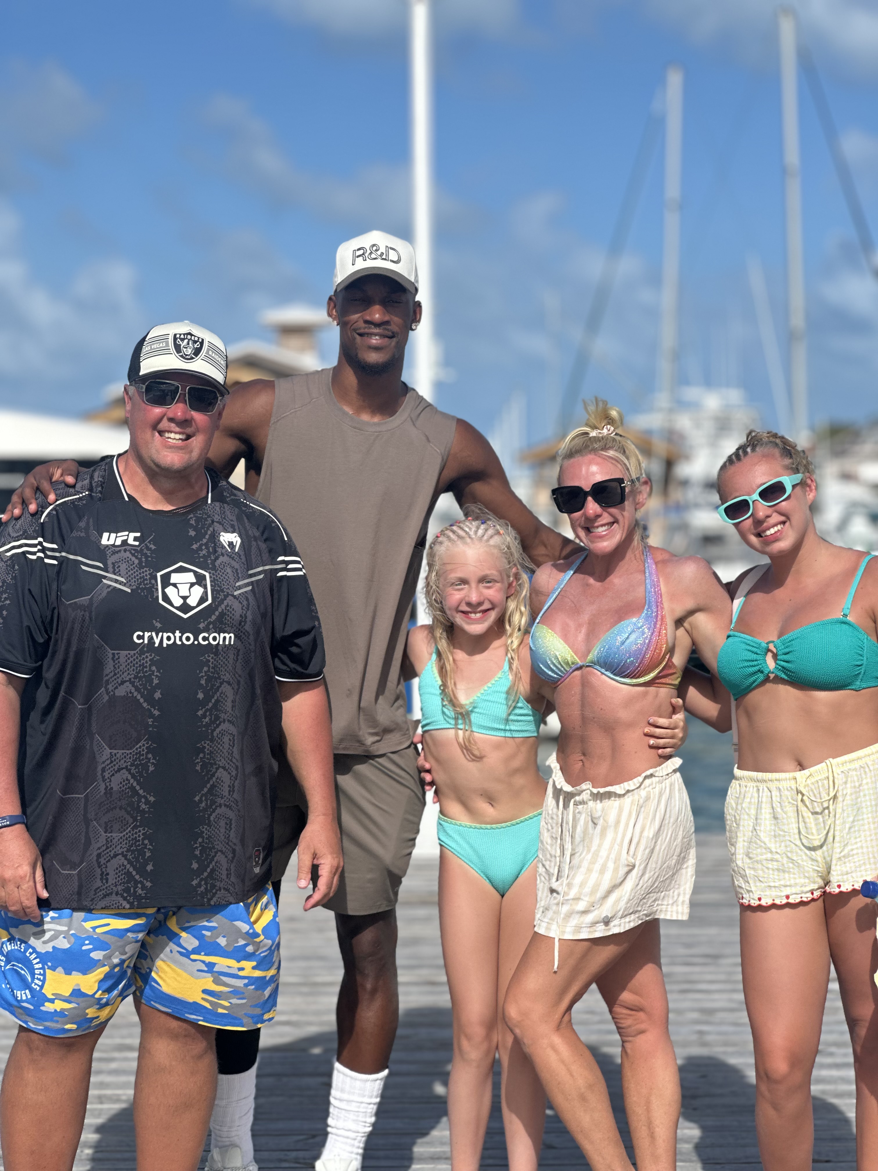 Family posing together after their charter